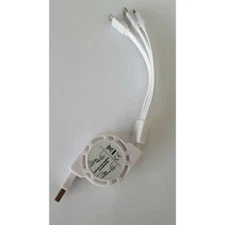 3 in 1 retractable phone charger - iPhone/Samsung/Google - 2 Pack - White