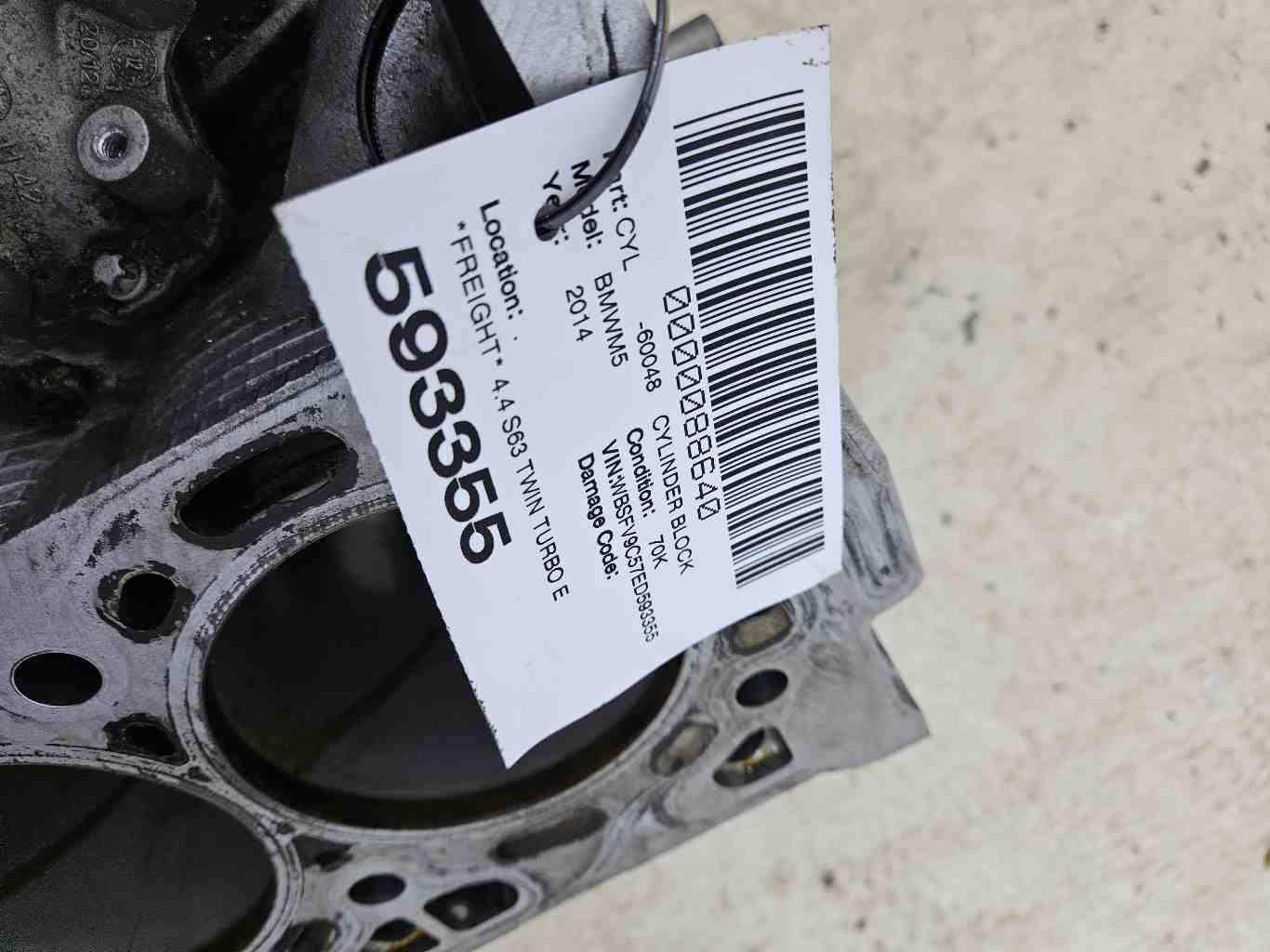 2012-2016 BMW M5 OEM 4.4 S63 TWIN TURBO CYLINDER BLOCK 70K  