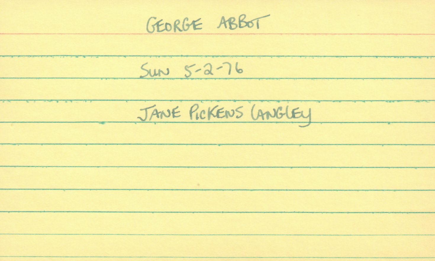 Jane Pickens Langley Singer 1976 Abbot Music Autographed Signed