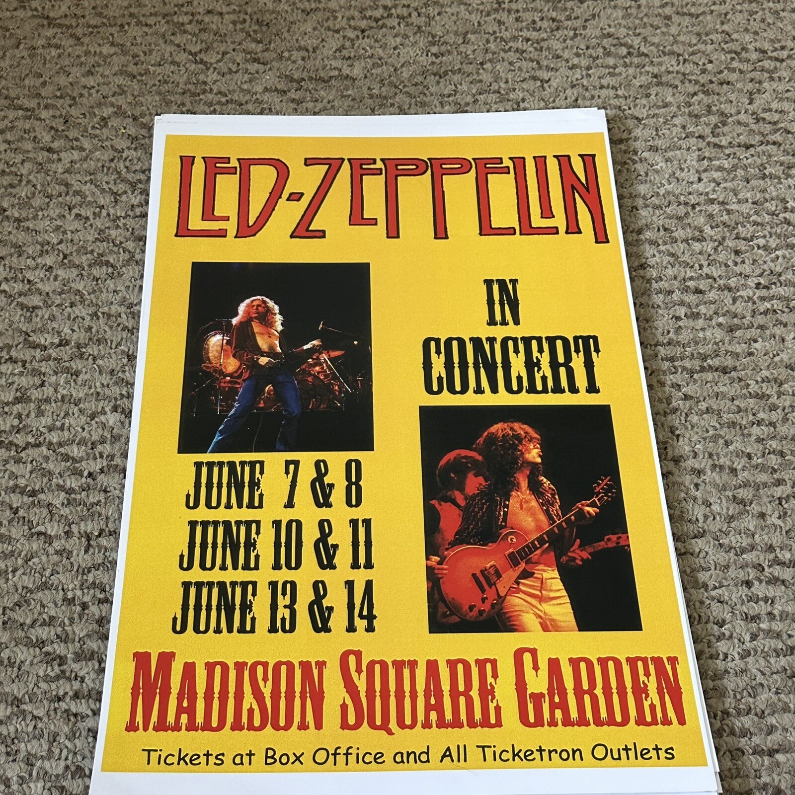 Led Zeppelin Square Led Zeppelin, Madison Square Garden, New York Poster 11 x 17 (354) | eBay