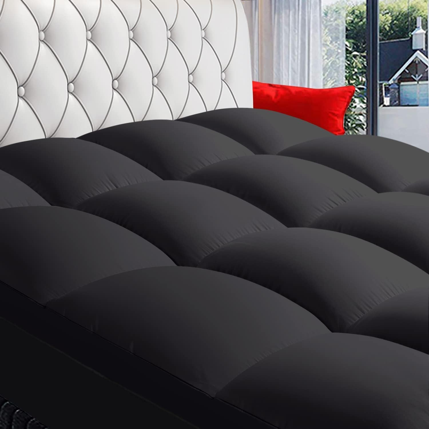 King Mattress Topper, Extra Thick Pillowtop, Cooling Plush Mattress Pad Cover Be