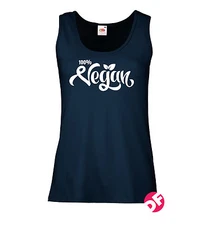 Vegan 100% Ladies Fitted Vest Vegetarian Vest Top NEW