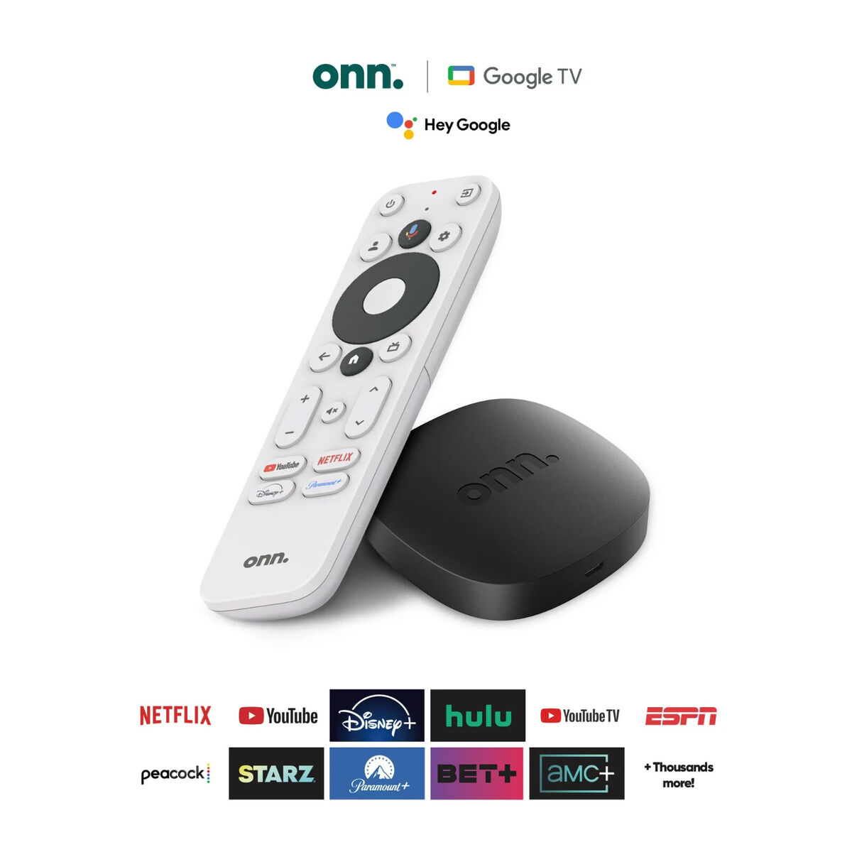 Onn. Google TV 4K Streaming Box, 4K UHD resolution. Brand Onn. Google TV 4K Streaming Box, 4K UHD resolution. Brand