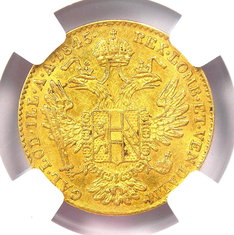 1845 Hungary Gold Ducat Coin 1D - Certified NGC AU55 - Rare Type! - Image 4 of 4