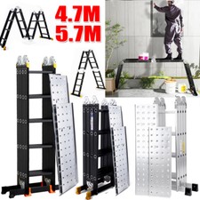 15.4/18.7FT 14 in 1 Aluminium Folding Ladder Multi Purpose +Platform Step