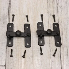 2PC Vintage Mckinney Forged Iron 3/8" Offset Latch Cabinet Hardware -Black