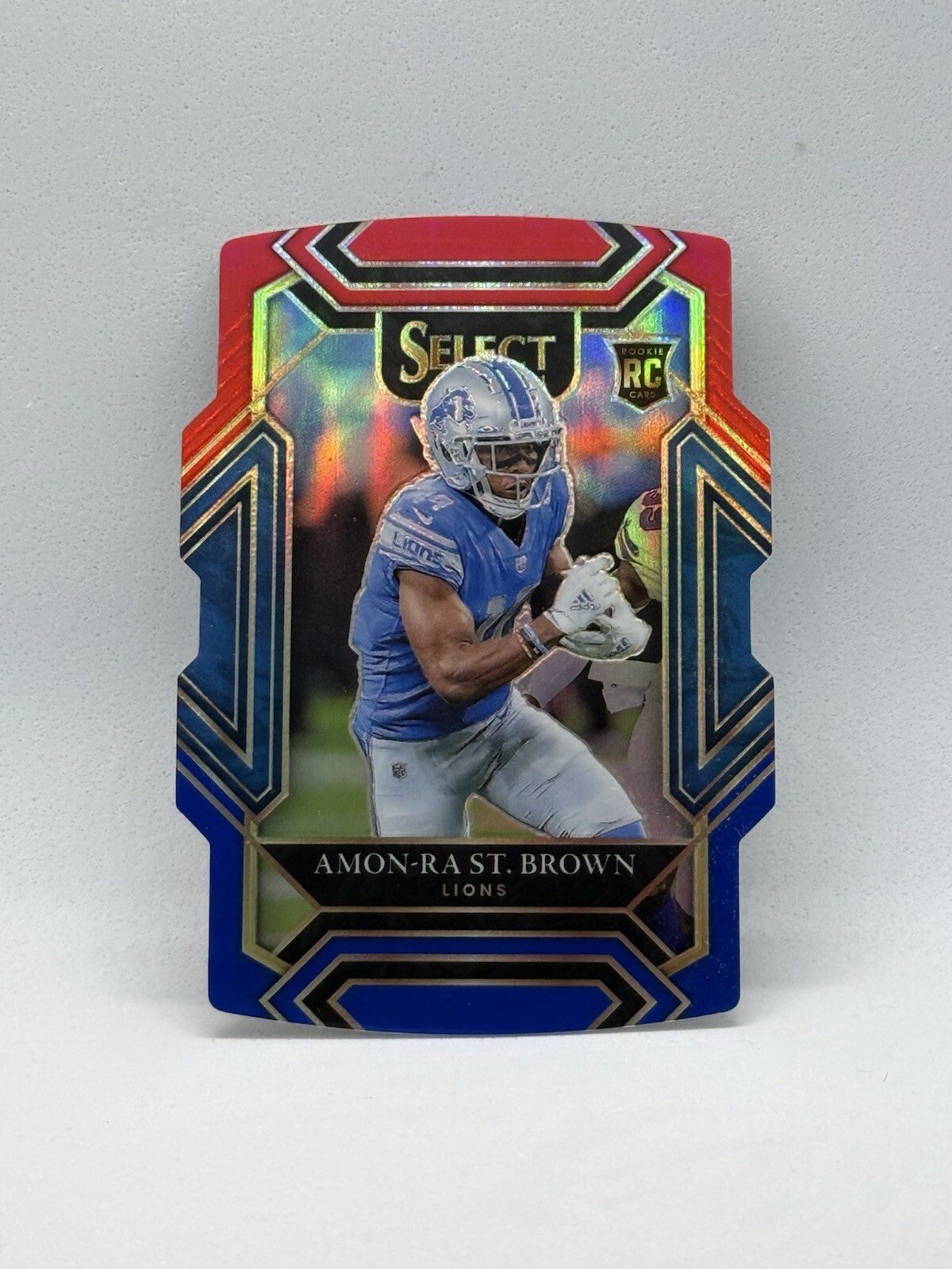2021 Panini Select Amon-Ra St. Brown #273 RC Club Level Red Blue Prizm Die-Cut
