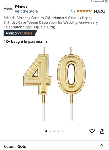 Kerzen 40. Geburtstag Gold Zahl 40 Happy 40,  - Bild 1 von 8