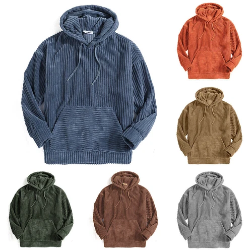 Herren Cord Bluse Hoodie Tops Training Freizeit Kapuze Mantel Pullover Sweatshirts - Bild 3 von 32
