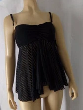 PROFILE by GOTTEX Tankini Top Bandeau or straps Sheer Bliss size 8 black NWT