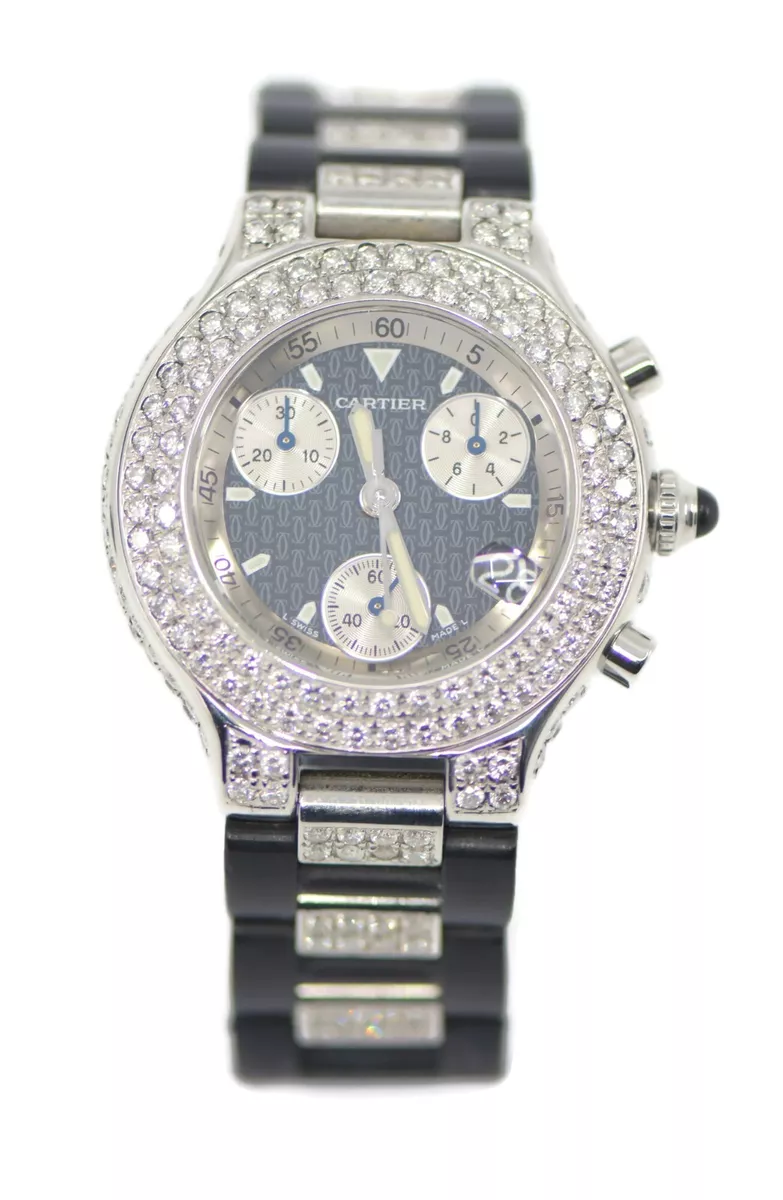 Cartier Must 21 Chronoscaph Diamond Stainless Steel Watch 2424