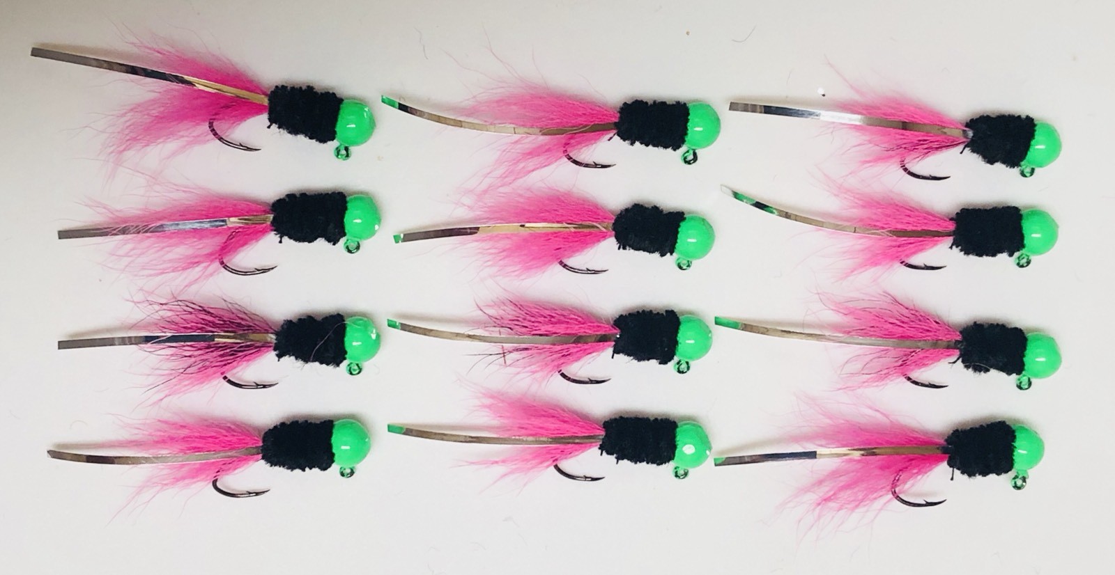 1 Dozen 1/16oz Crappie Hair Jigs 4 Nickle Sickle Hooks Hard Painted