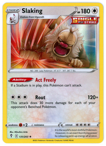 Pokemon Card Evolving Skies Slaking 131/203 Holo Rare - NM/MT