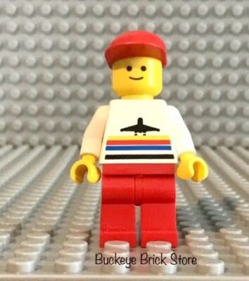LEGO Classic Town City Airport Airline Airplane Worker Red Legs