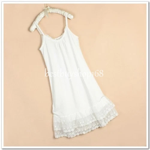 Women Cotton Lace Trimmed Full Length Camisole Slip Dress Extender 2XL - Picture 8 of 19