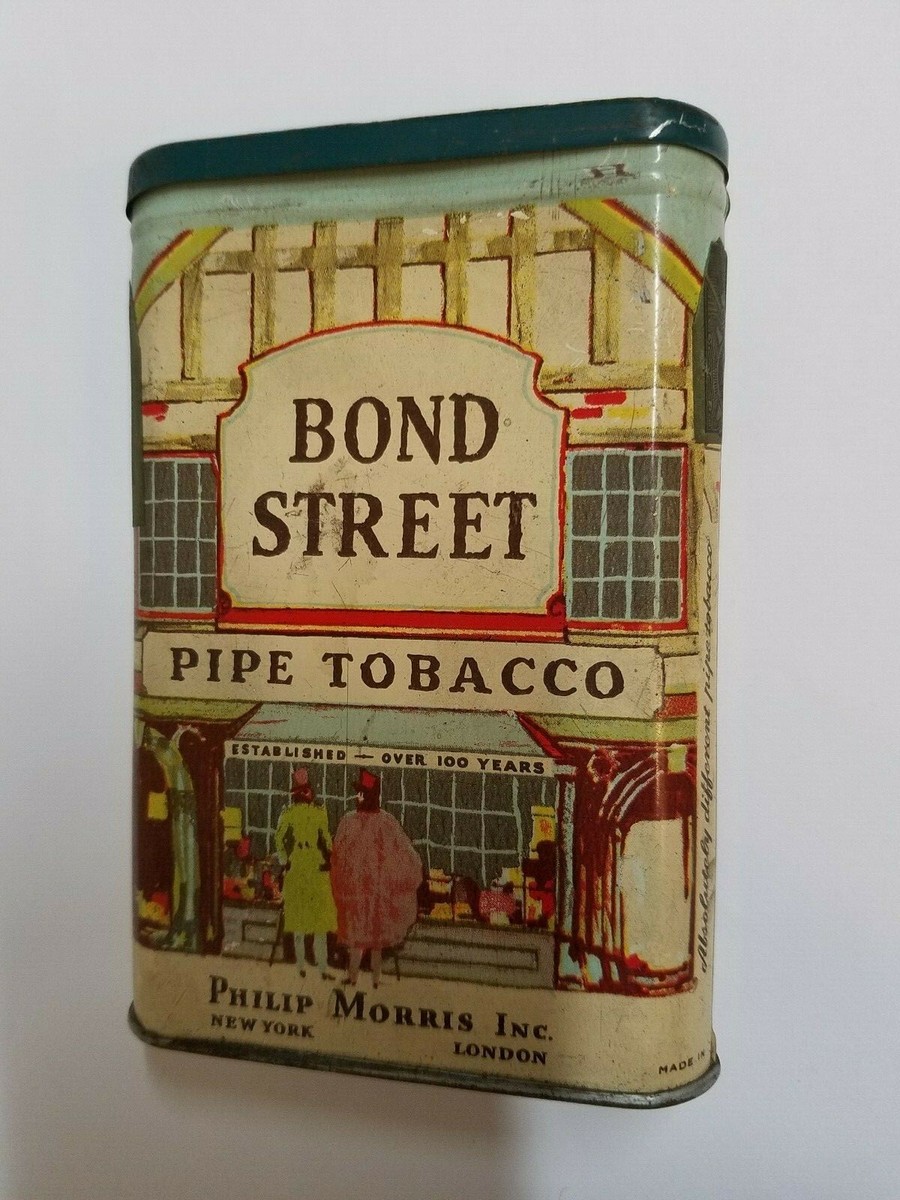 tobacco tin Vintage Collector Bond Street Pipe Tobacco Tin Philip Morris Inc Permit  T-15 NY