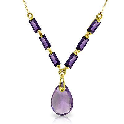 4,35 ctw 14K massives Gold fein This Is Love Amethyst Halskette 16-24 Zoll