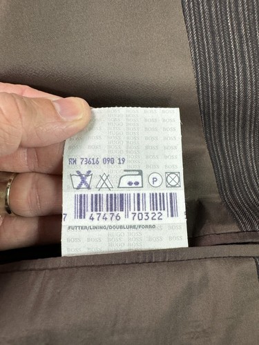 Hugo Boss Suit Jacket 42 R Taupe Wool Striped Designer Luxury Einstein Sigma USA - Picture 17 of 20