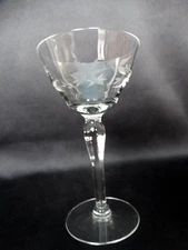Unknown Maker Clear Glass Liquor Cocktail UNK3772 Cut Star Flower, Leaves, Stems