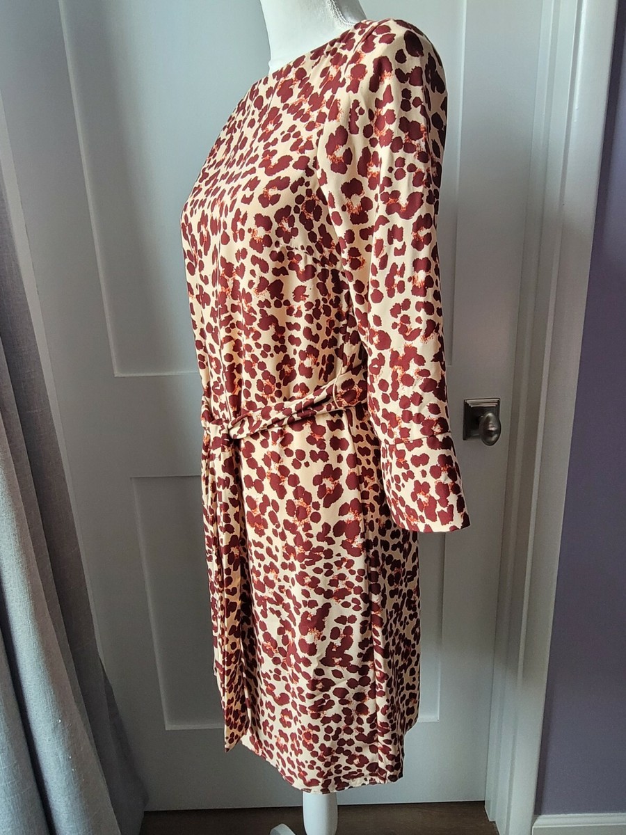H&M Red and Beige Leopard Dress, Size 2, New!