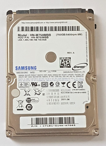 750 GB SATA Samsung Spinpoint HN-M750MBB 5400rpm 8MB HDD 2.5" interne Festplatte