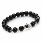 Hamsa Hand Of Fatima Bracelet - Natural Lava Stone Beads, Stretchable, Handmade