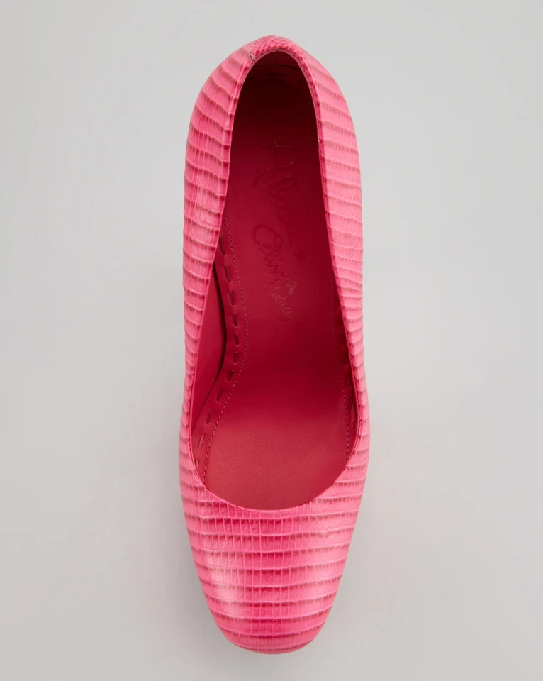 37/7❤️ BOMBAS DE COURO REAL PLATAFORMA SALTO ALTO CROC ROSA CROCO Alice & Olivia - Imagem 4 de 4