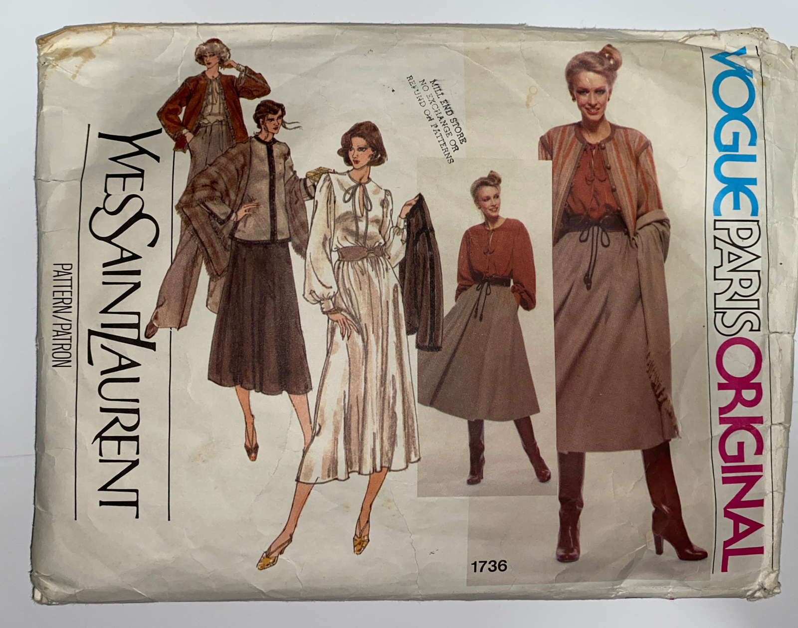 Giacca Vogue Paris originale Yves Saint Laurent modello scialle taglia 10 #1736