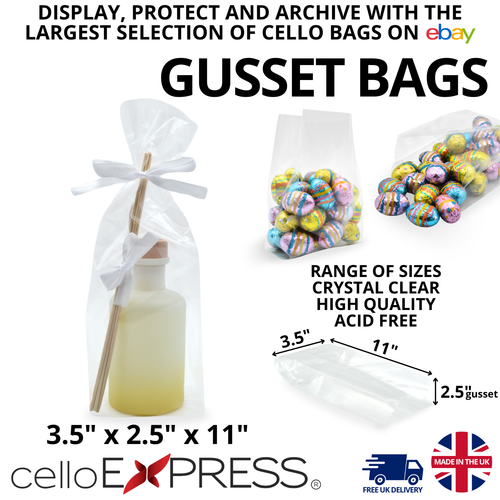 Clear Cellophane Gusset Bag Party Bags Favour Crafts Sweets Display Gifts Cello - Picture 5 of 7