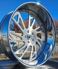 24 Inch Brushed Chrome Lip Forgiato Veraso 5x120 Rims Wheels