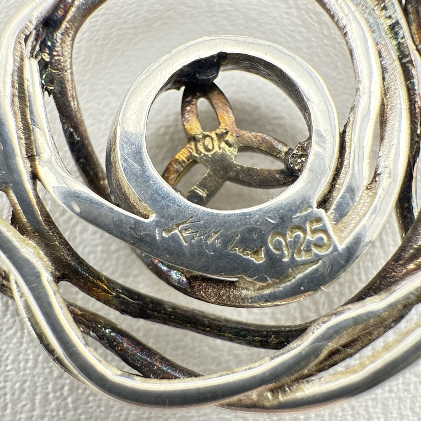 Keith Jack Necklace Celtic Cradle of Life Sterling Silver 10K Trinity Knot $290