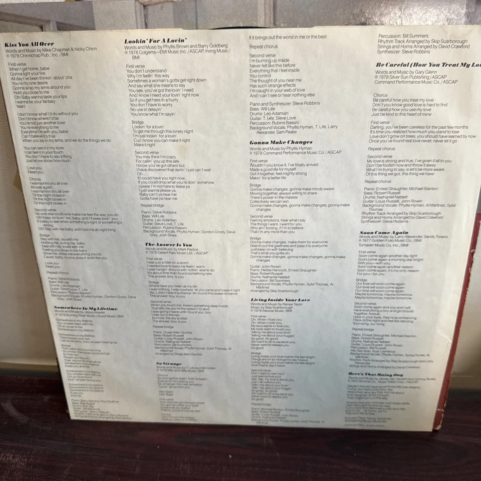 Phyllis Hyman - Somewhere In My Lifetime (LP Vinyl) 1978 Arista – AB 4202 VG - Image 4 of 4