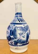 Vintage Mexican Tonala Folk Art Pottery Water Jug Vase Hand Painted Signed 12”