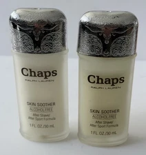 Ralph Lauren Chaps Men 2 X 1.0oz Skin Soother Alcohol Free After Shave 2 PCs.