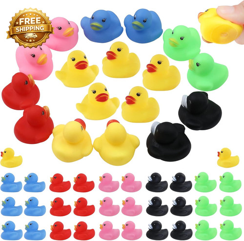 50 Pack Multicolor Mini Rubber Ducky Float Ducks Baby Bath Toy Great