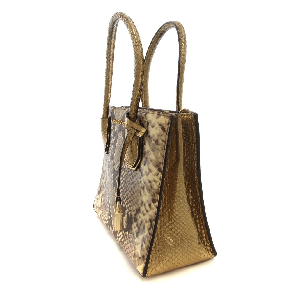 Michael Kors Handbag Python Embossed Leather Beig… - image 3