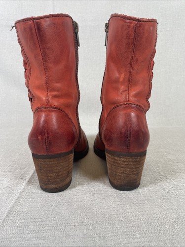 BORN Orosi Womens Rustic Burgundy Red Orange Ankle Boots Size 7 Braided Leather - Picture 6 of 13