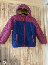 Eddie Bauer Kids Hooded Puffer Jacket reversible, Medium 10/12, sherpa, Read