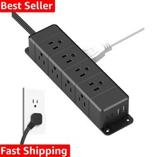 40W Fast Charging Under Desk Power Strip with Switch,12 Outlet Mountable Powe...