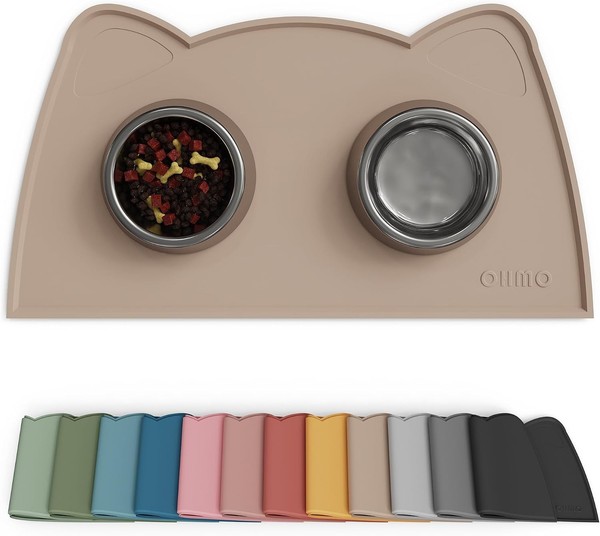 Alfombras para Comederos Perros y Gatos, Impermeable,(Beige, 46x25cm),