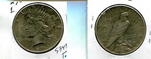 1927 S PEACE SILVER DOLLAR AU 5345T