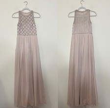 Adrianna Papell Beaded Bodice Sleeveless Blush Maxi Gown Size 2