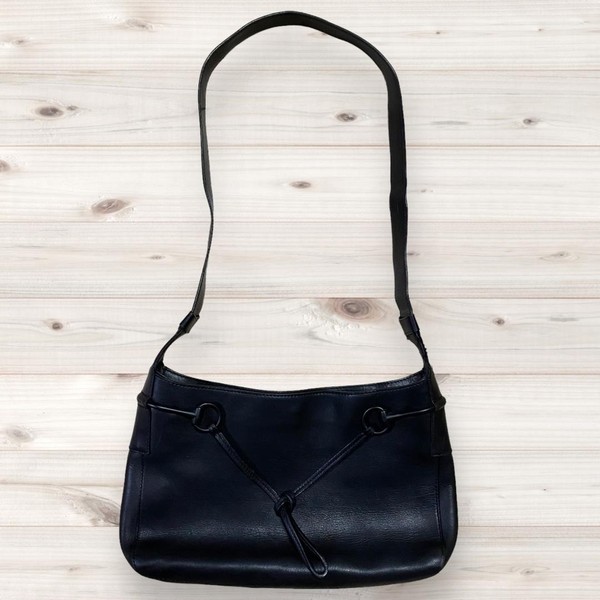 GUCCI Horsebit Elegant Designer Shoulder Bag Accessory All Leather Black Used