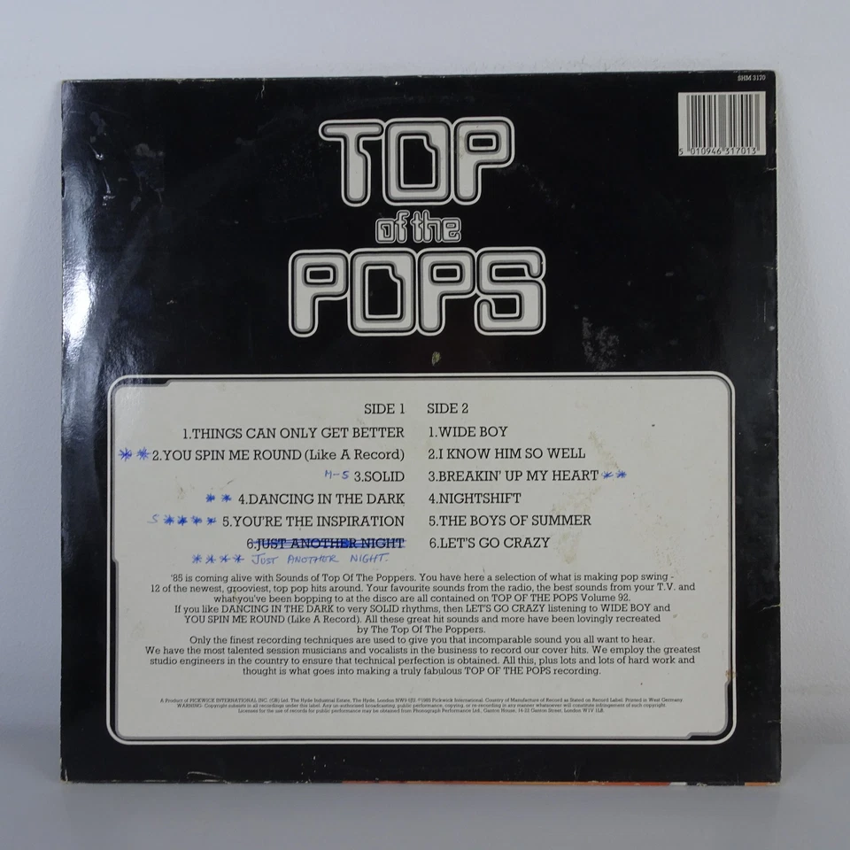 TOP OF THE POPS VOLUME 92 VINYL SHM 3170 Linda Lusardi Cheesecake VG/G+ Foto 2 de 4