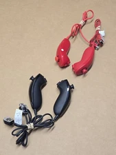 Lot of 4 Nintendo Wii Nunchuck Controllers Black Authentic OEM Wii / Free Ship.