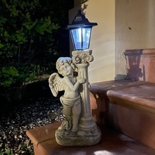 Angel Statue with Solar Lights Left 19.7 Inch, Outdoor Solar Angel Garden S...