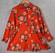 VTG 80s Album By Kenzo Floral Blouse Orange Boho Oversized Shirt Made In France