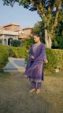 New Party Wear Purple Chinon Salwar Kameez With Dupatta For Women  Girls