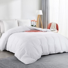 120 x128 Inch, Ultra Soft Microfiber White Duvet Cover for All Season with Zi...