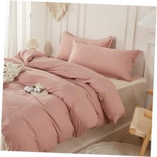 100 Washed Cotton Duvet Cover Queen 90"x90" Dusty Rose Washed Cotton